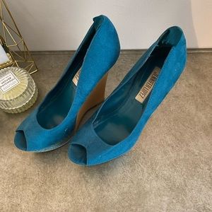 Jennifer Lopez Teal Wedges